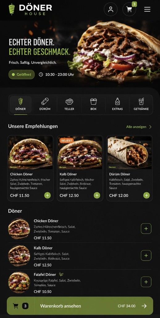 Bestellsystem Döner, Dark Mode
