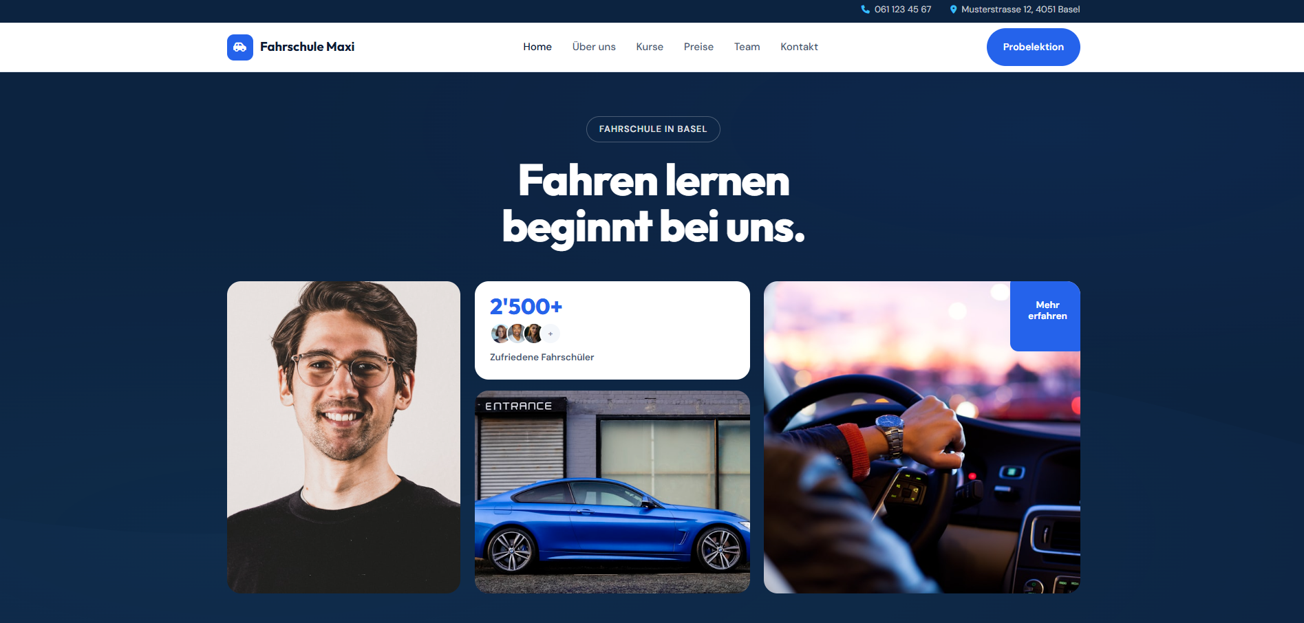 Fahrschule Maxi Website Design Mockup